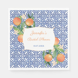 Servilleta De Papel Azulejos azules italianos Naranjas dulces ducha de