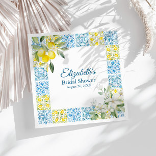 Servilleta De Papel Azulejos Azules Mediterráneos y Limones para Despe