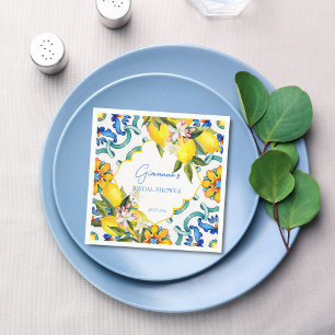 Servilleta De Papel Azulejos de mayólica mediterránea limones ducha de