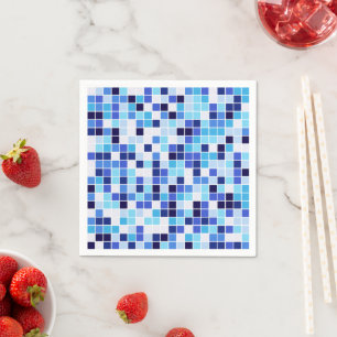 Servilleta De Papel Azulejos de Piscina, Baldosas Azules Mosaico, Patr