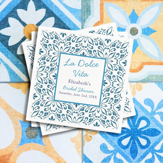 Servilleta De Papel Azulejos Italianos Azules La Dolce Vita Despedida  (Subido por el creador)