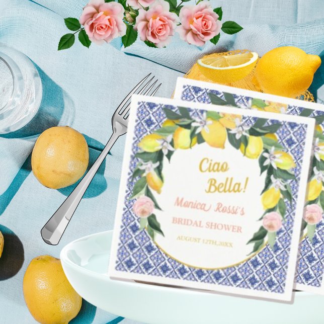 Servilleta De Papel Azulejos italianos azules Lemons Ducha de novia Ci (Subido por el creador)