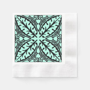 Servilleta De Papel azulejos marroquíes - azul aqua y negro