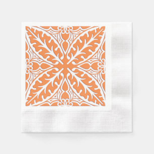 Servilleta De Papel Azulejos marroquíes - naranja coral y blanco