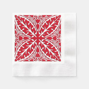 Servilleta De Papel Azulejos marroquíes - rojo oscuro y blanco