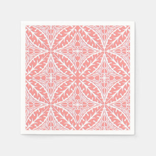 Servilleta De Papel Azulejos marroquíes - rosa coral y blanco