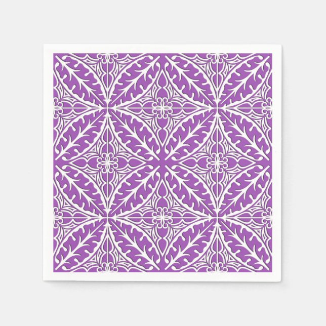 Servilleta De Papel Azulejos marroquíes - violeta y blanco (Anverso)