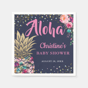 Servilleta De Papel Azules marinos rosados tropicales Baby Shower de