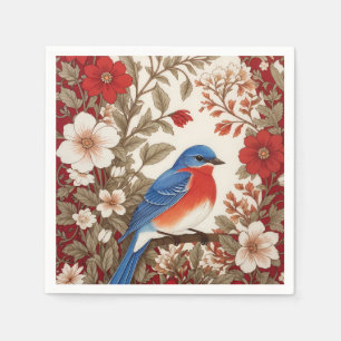 Servilleta De Papel Azulillo Oriental Hermoso Floral Rojo