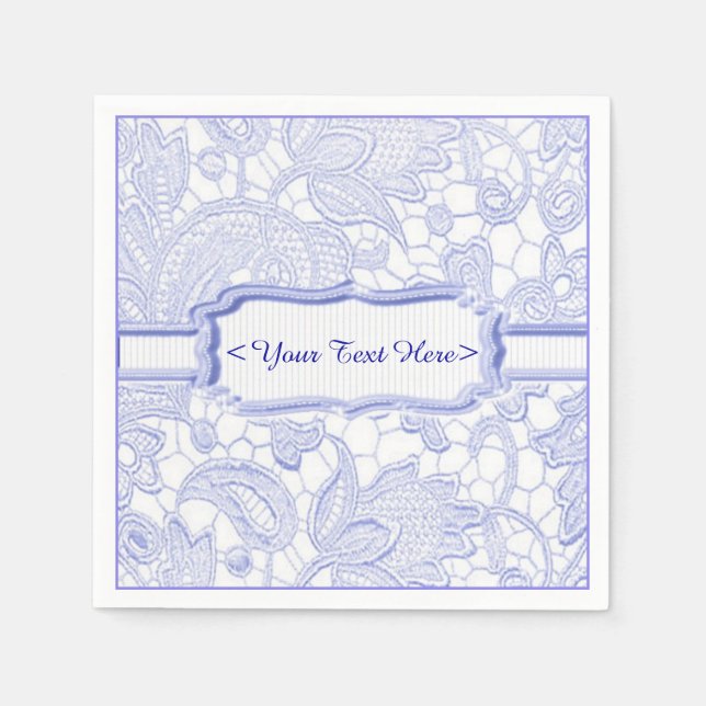 Servilleta De Papel Azure Lace Elegant Blue Personalized Napkins (Anverso)