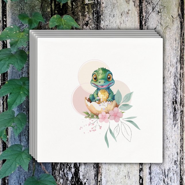 Servilleta De Papel Baby Alligator Hatching Floral Baby Shower (Subido por el creador)