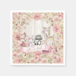 Servilleta De Papel Baby Animals Chica Woodland Baby Shower