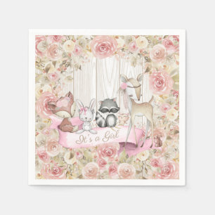 Servilleta De Papel Baby Animals Chica Woodland Baby Shower