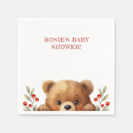 Servilleta De Papel Baby Bear And Rowan Berries Baby Shower