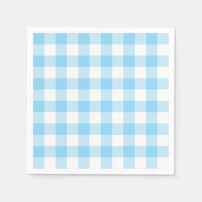 Servilleta De Papel Baby Blue and White Buffalo Plaid Gingham (Anverso)