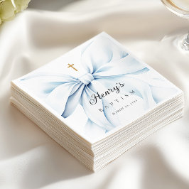 Servilleta De Papel Baby Blue Bow Baptism 