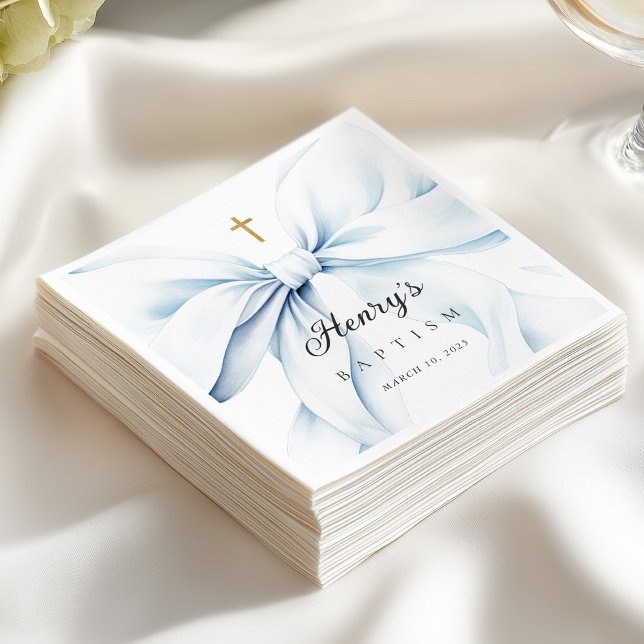 Servilleta De Papel Baby Blue Bow Baptism  (Subido por el creador)