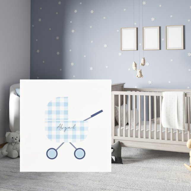 Servilleta De Papel Baby Blue Gingham Baby Shower (Subido por el creador)