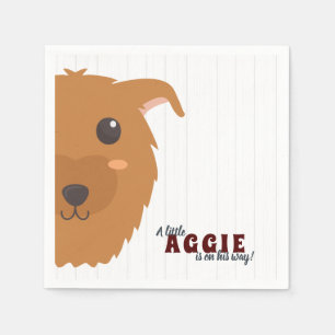 Servilleta De Papel Baby Boy Aggie Dog Maroon Baby Shower