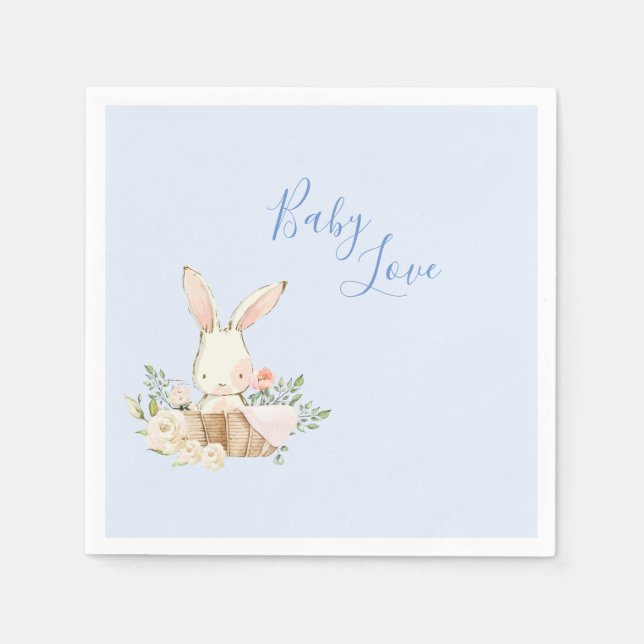 Servilleta De Papel Baby Boy Blue Script lindo Baby Shower Adorable (Anverso)