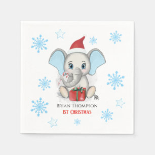Servilleta De Papel Baby Boy First Christmas Cute Elephant Holidays