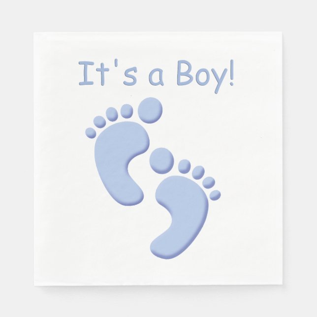 Servilleta De Papel Baby Boy Little Feet Baby Shower Napkin (Anverso)