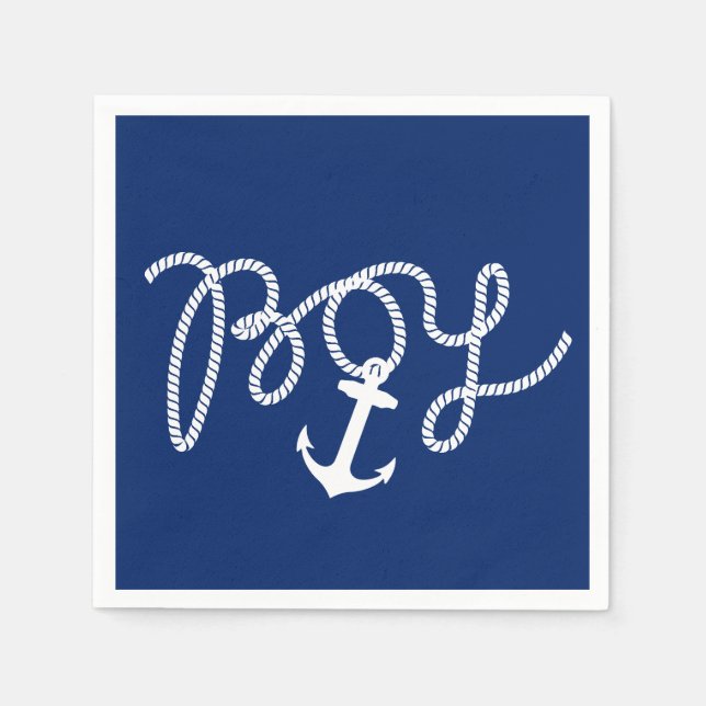 Servilleta De Papel Baby Boy Nautical Anchor Baby Shower (Anverso)