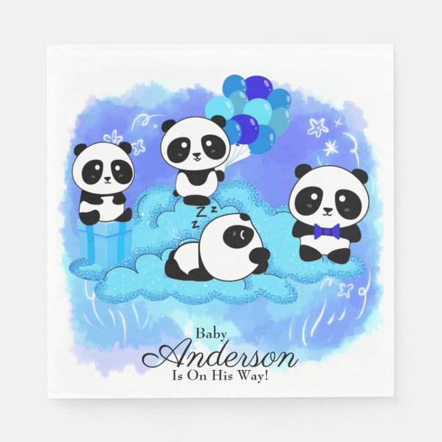 Servilleta De Papel Baby Boy Pandas (Anverso)