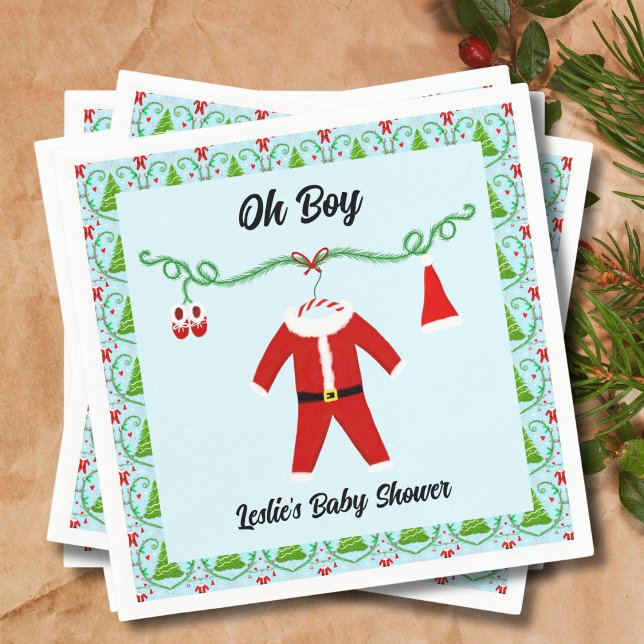 Servilleta De Papel Baby Boy Santa Outfit Baby Shower (Subido por el creador)