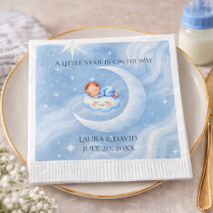 Servilleta De Papel Baby Boy Shower Invitan a la Moonlight Stars Water