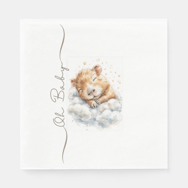 Servilleta De Papel Baby Boy Shower • Oh Baby Capybara Design (Anverso)
