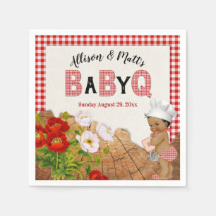 Servilleta De Papel Baby Boy Shower Red Gingham Baby Q Barbeque