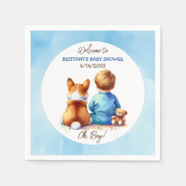 Servilleta De Papel Baby Boy y su Corgi Puppy Baby Shower