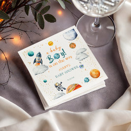 Servilleta De Papel Baby BoyWatercolor Space Baby Shower Planet