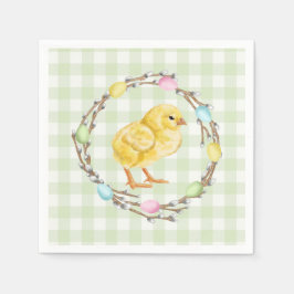 Servilleta De Papel Baby Chick And Pastel Willow Wreath Easter