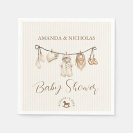 Servilleta De Papel Baby Clothesline Neutral Baby Shower Striped