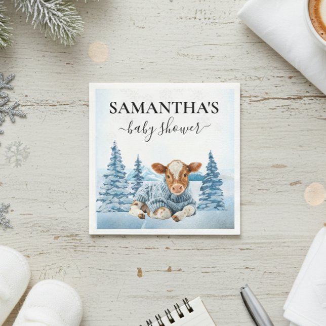Servilleta De Papel Baby Cow Calf Christmas Winter Farm (Subido por el creador)