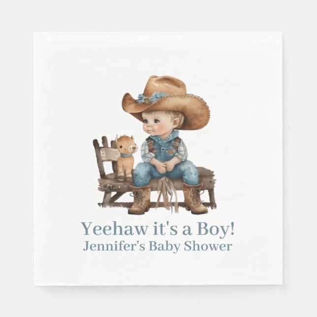 Servilleta De Papel Baby Cowboy Baby Shower (Anverso)