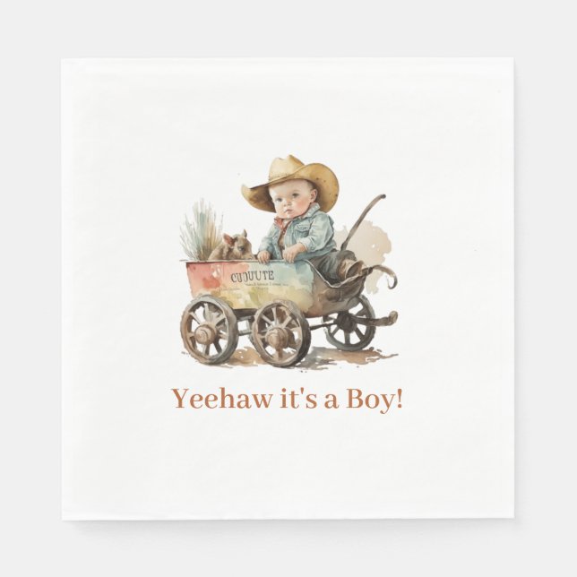 Servilleta De Papel Baby Cowboy Baby Shower (Anverso)
