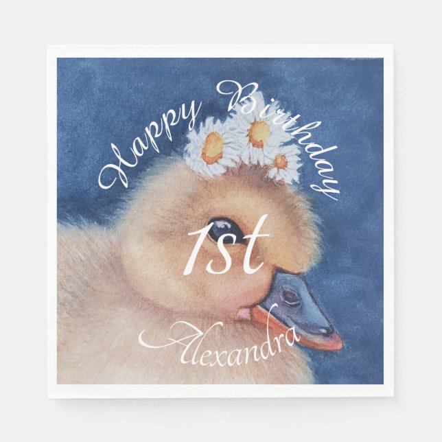 Servilleta De Papel Baby Duckling Happy Birthday (Anverso)