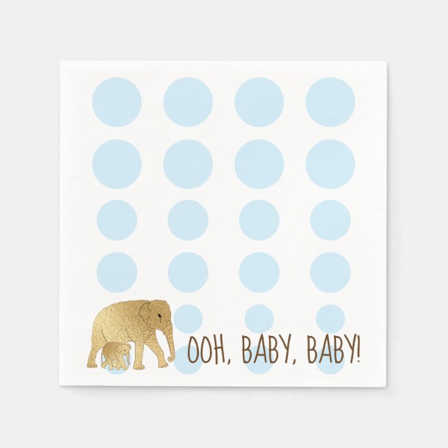 Servilleta De Papel Baby Elephant Gold Blue (Anverso)