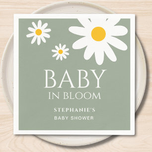 Servilleta De Papel Baby en flor margarita verde menta Baby Shower