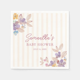 Servilleta De Papel Baby En Flor Silvestre y Raya Ducha de Bebé