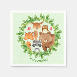 Servilleta De Papel Baby Forest Animals Con Raccoon Squirrel