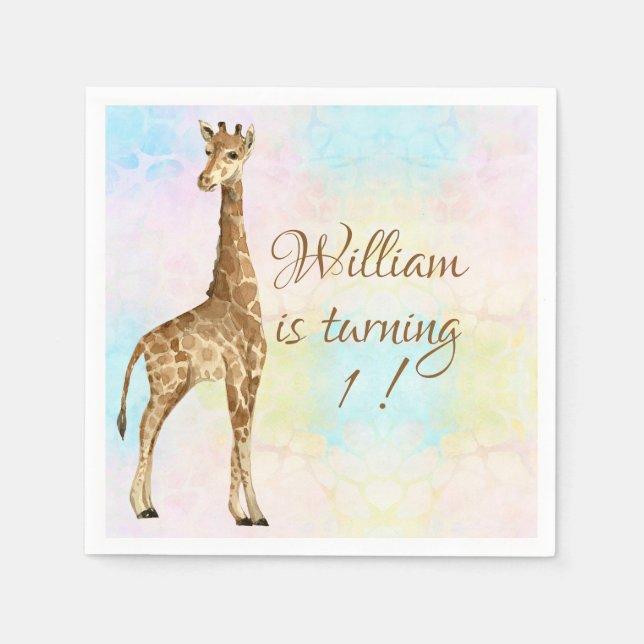 Servilleta De Papel Baby Giraffe Baby Shower Cute (Anverso)