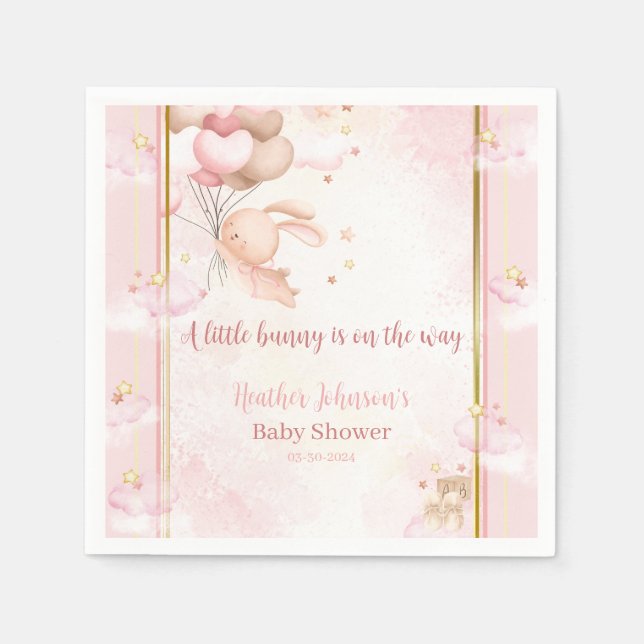 Servilleta De Papel Baby Girl Bunny Baby Shower (Anverso)