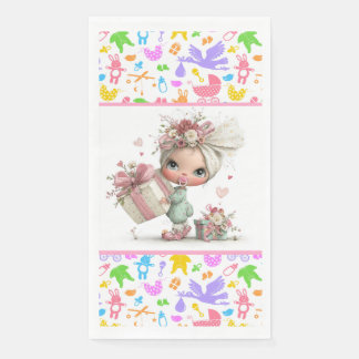 Servilleta De Papel Baby Girl Colorful Baby Shower 