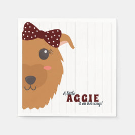 Servilleta De Papel Baby Girl Dog Maroon Baby Shower Napkins
