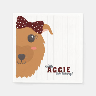 Servilleta De Papel Baby Girl Dog Maroon Baby Shower Napkins