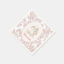 Baby Girl First Birthday Party Napkins 